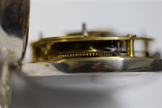 Morris Tobias, London, a George III silver pair-cased keywind rack lever pocket watch, No. 992, Patent,